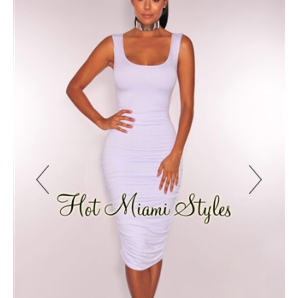 White ruched dress